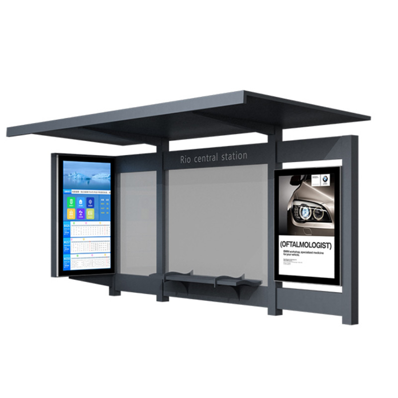 Moderne Elektronisk Smart Bus Stop Shelter Station med reklameskilt